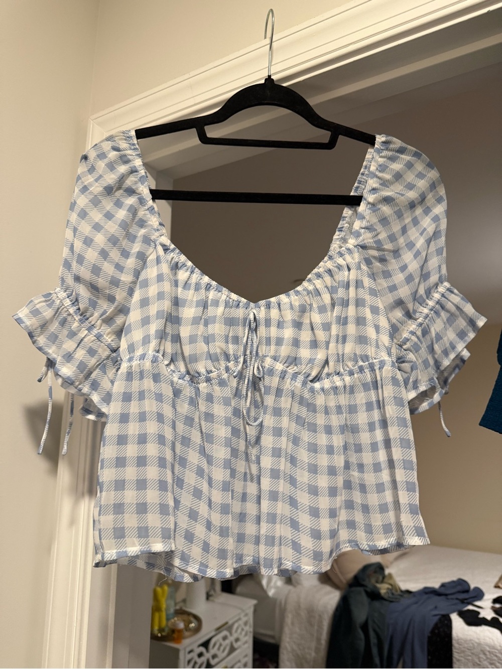 Gingham babydoll top